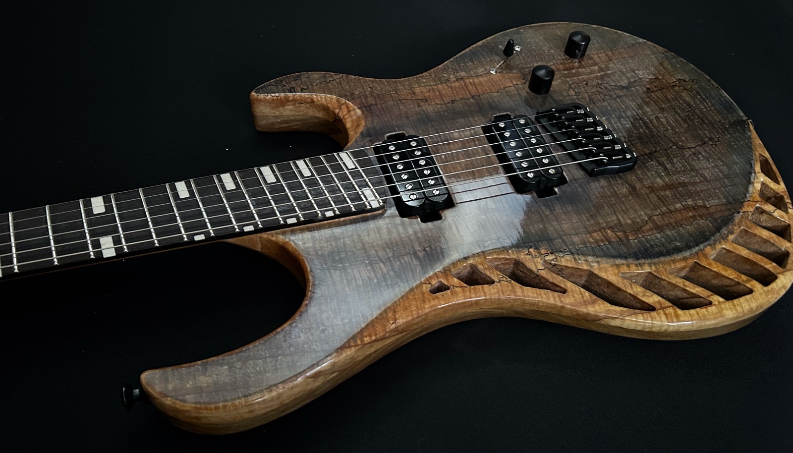 Spalted maple multiscale guitar
